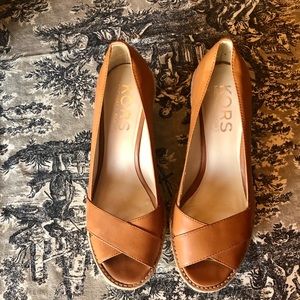 Michael Kors Leather Wedge Espadrilles